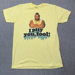 Soft Spun T Shirt Men Small Yellow Mr T I Pity You Fool Graphic USA